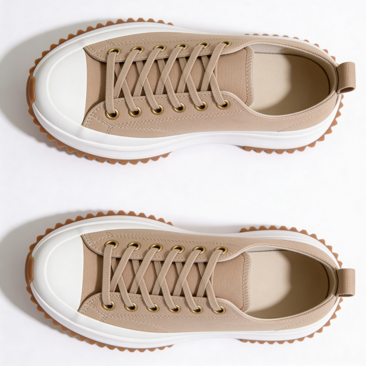 Sneakers Donna Platform in Tela con Lacci