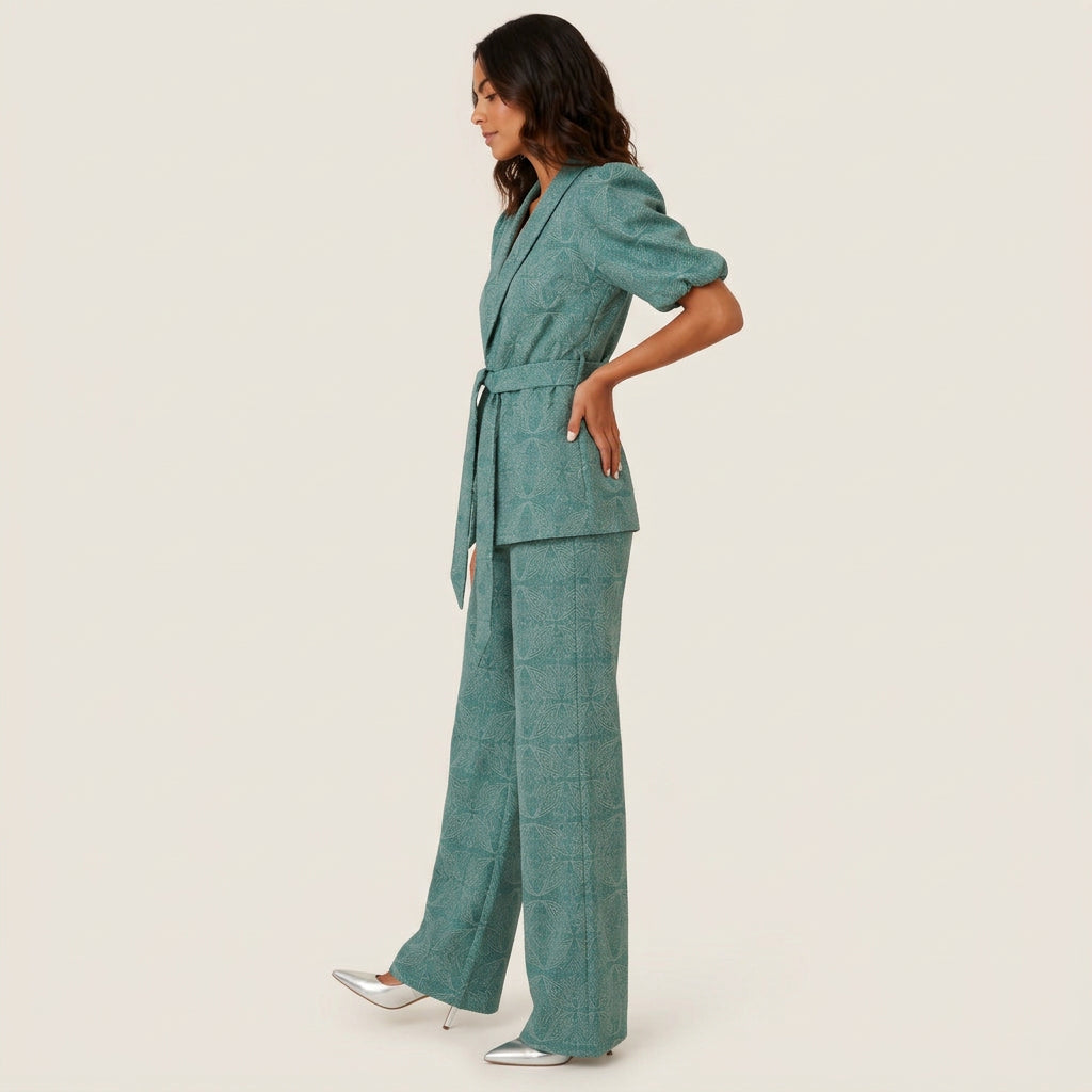 Completo Donna Giacca Kimono e Pantaloni Larghi Stampati