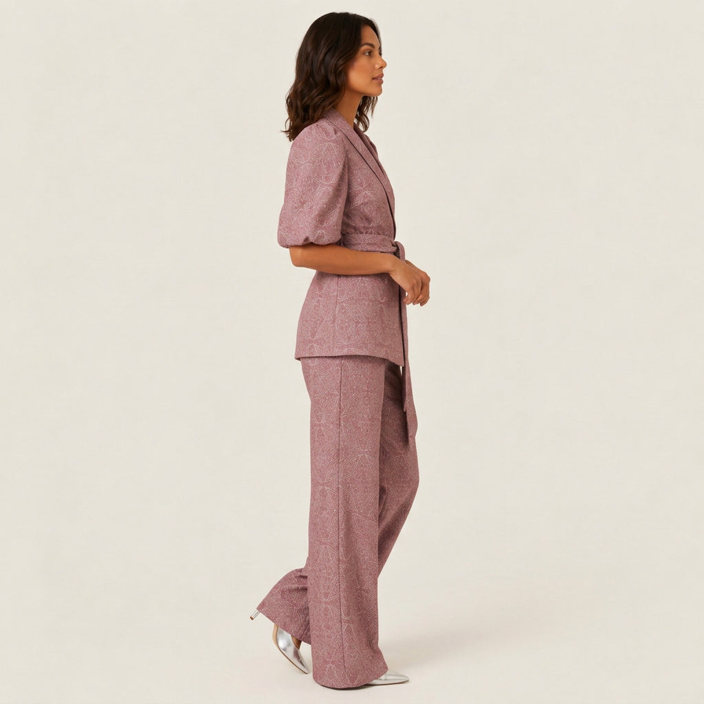 Completo Donna Giacca Kimono e Pantaloni Larghi Stampati
