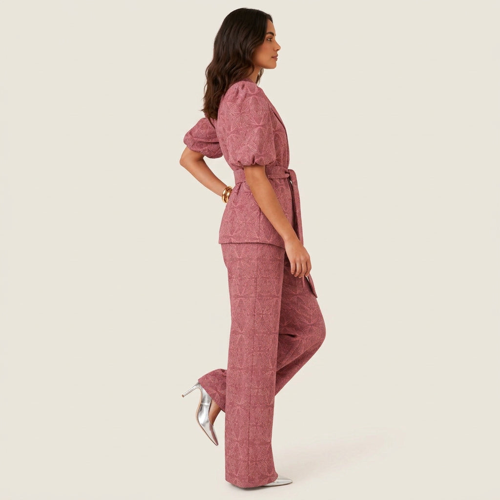 Completo Donna Giacca Kimono e Pantaloni Larghi Stampati