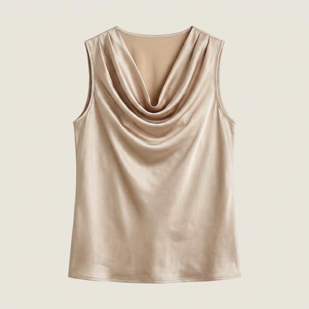 Top Donna Raso Senza Maniche Scollo a Cascata