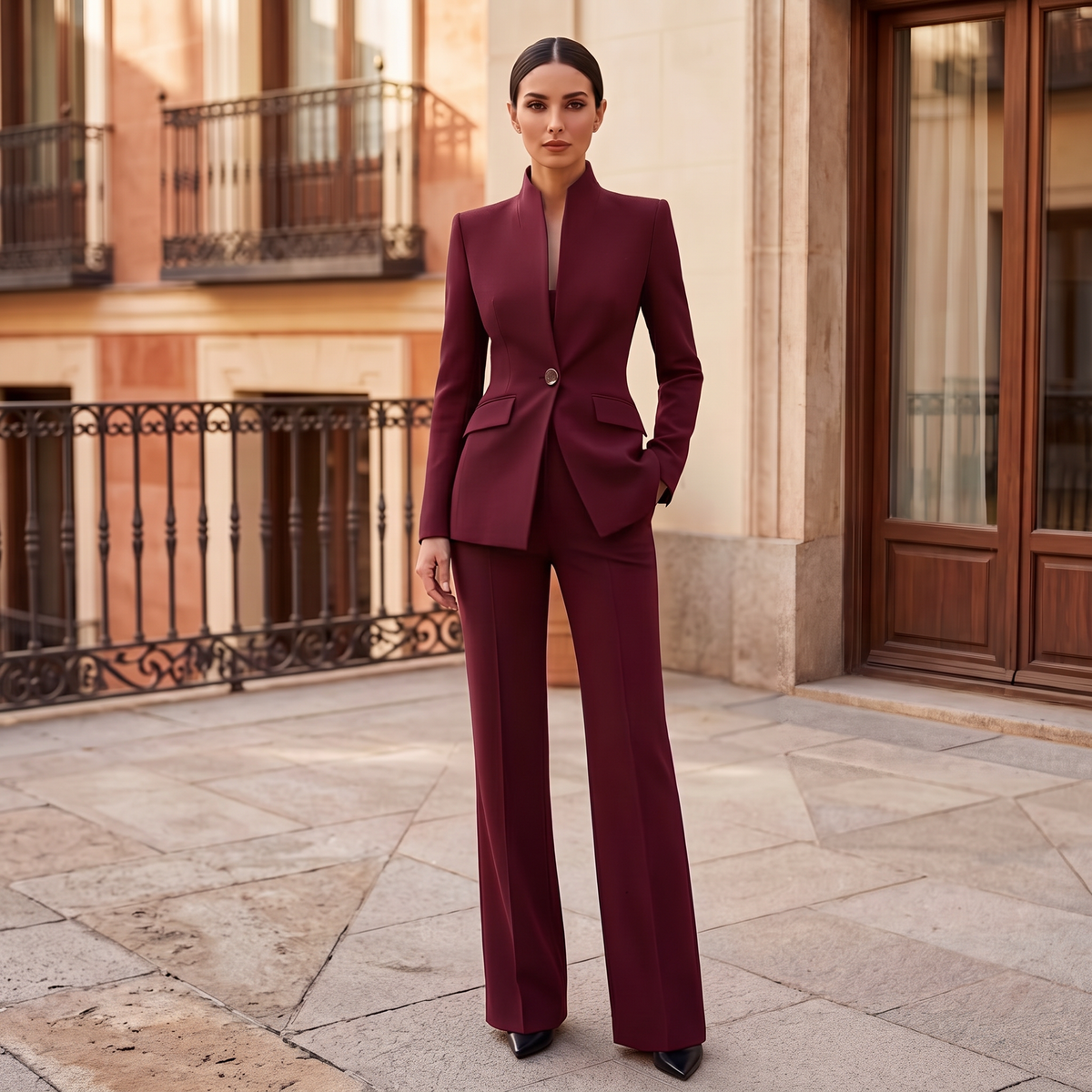 Tailleur Donna Elegante Giacca e Pantalone Monopetto