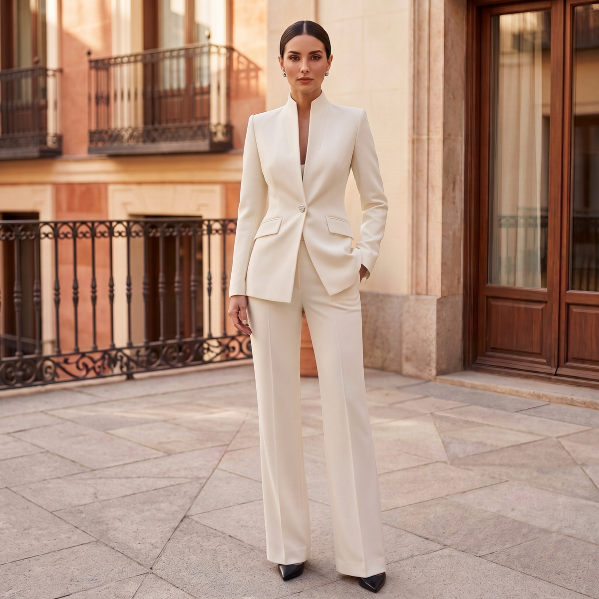 Tailleur Donna Elegante Giacca e Pantalone Monopetto