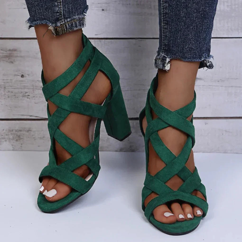Sandali Gladiatore da Donna – Con Cinghie, Tacco Blocco, Adatti per Uso Estivo e Casual