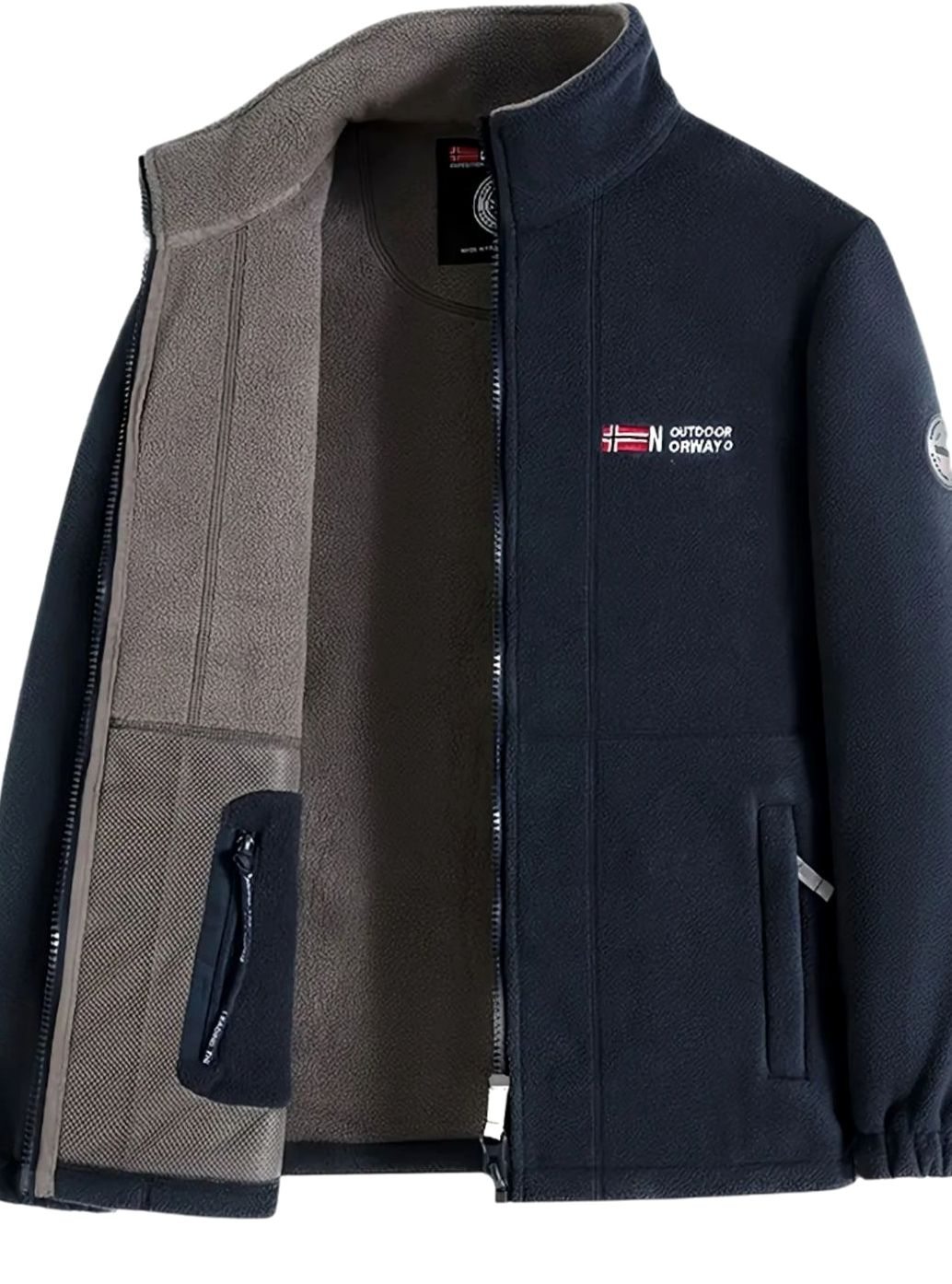 Giacca Uomo in Pile Full-Zip con Collo Alto Outdoor