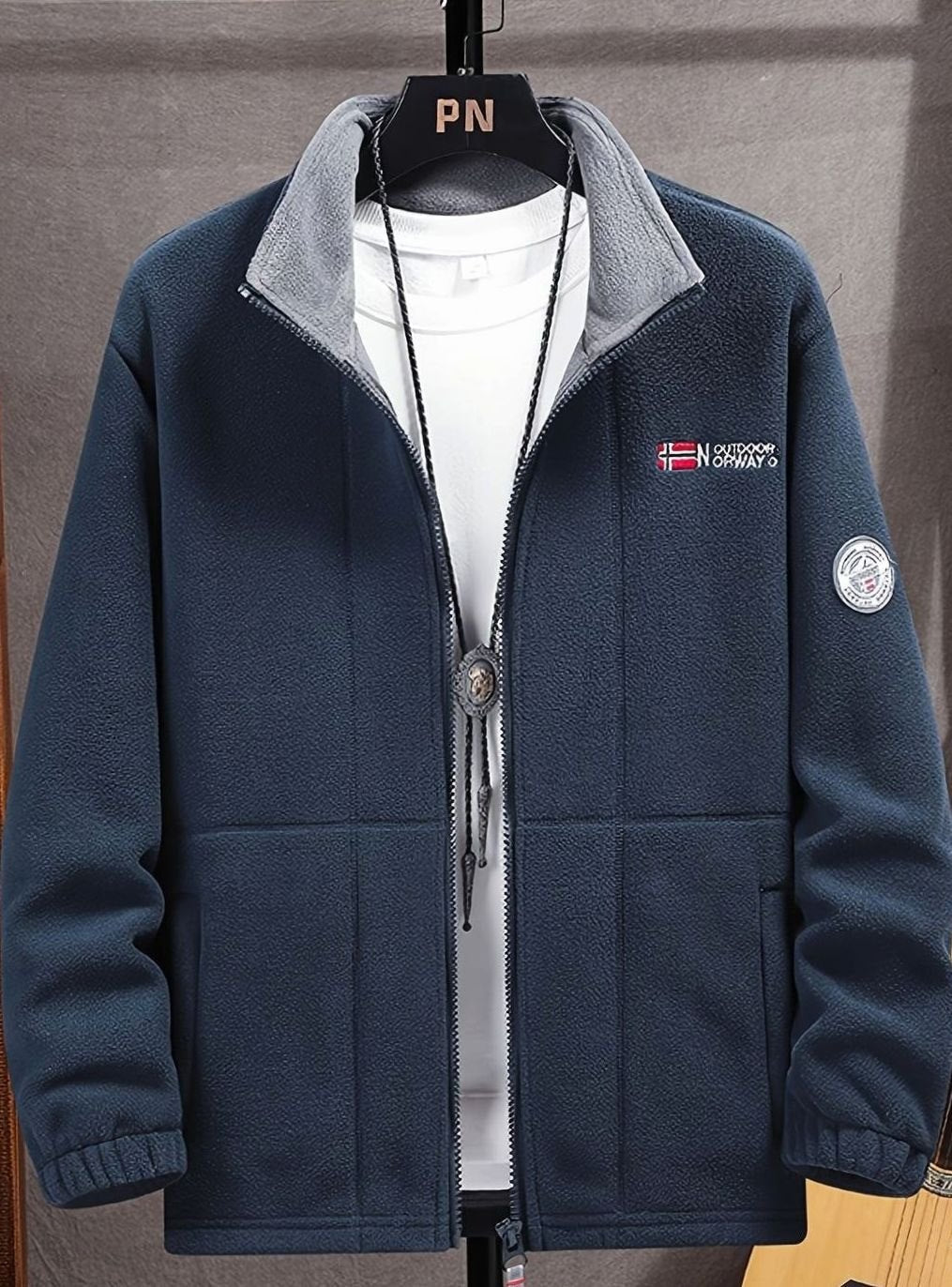 Giacca Uomo in Pile Full-Zip con Collo Alto Outdoor