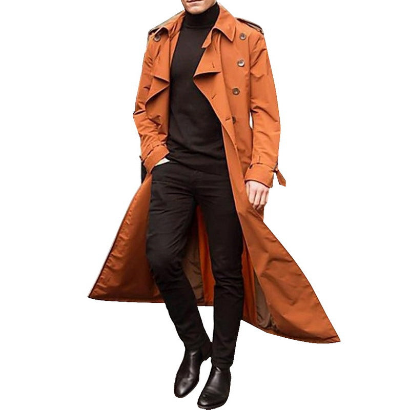 Trench Uomo Doppiopetto Elegante con Cintura Regolabile