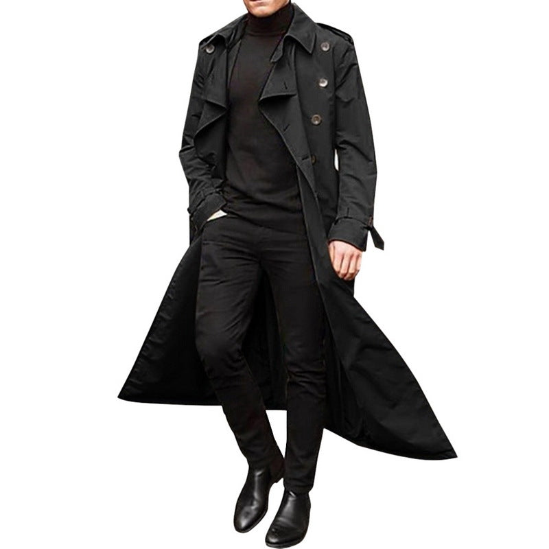 Trench Uomo Doppiopetto Elegante con Cintura Regolabile