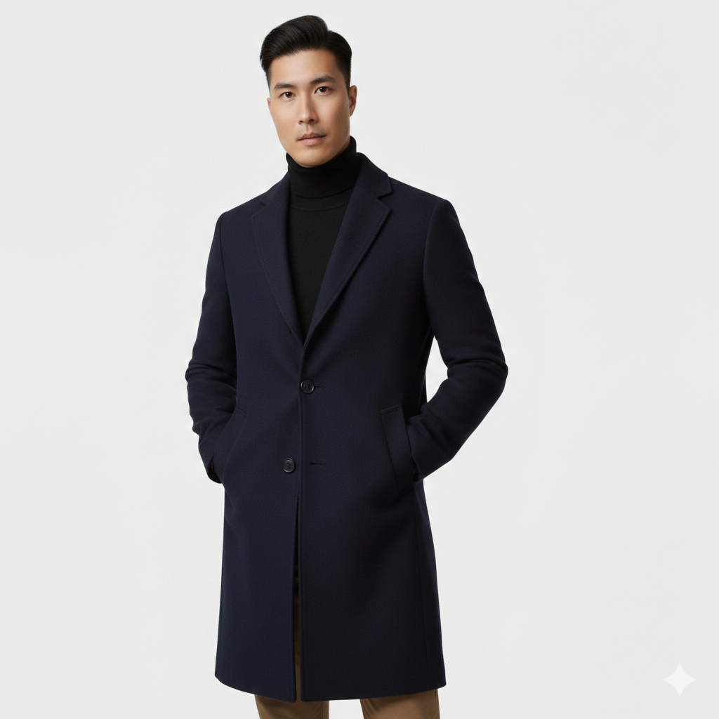 Cappotto Uomo Monopetto Lungo al Ginocchio - Vestibilità Slim