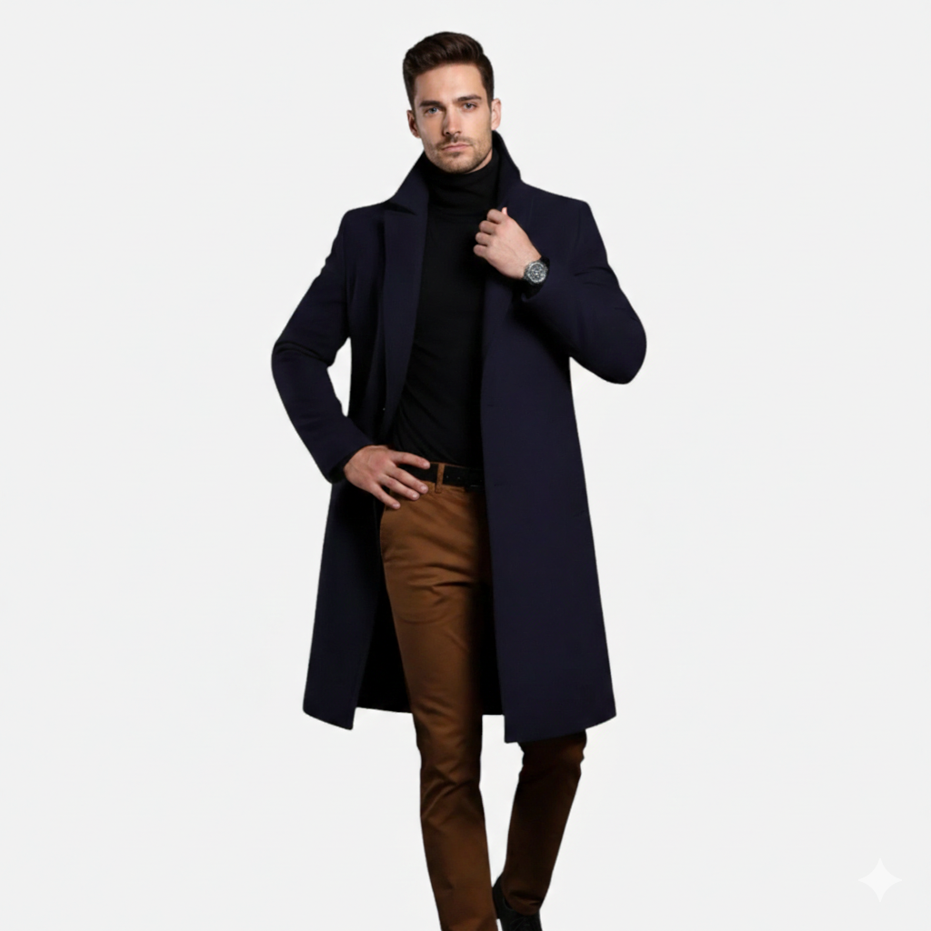 Cappotto Uomo Monopetto Lungo al Ginocchio - Vestibilità Slim