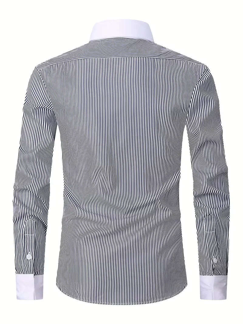 Camicia Uomo Collo Alla Coreana Manica Lunga - Camicia Elegante da Ufficio