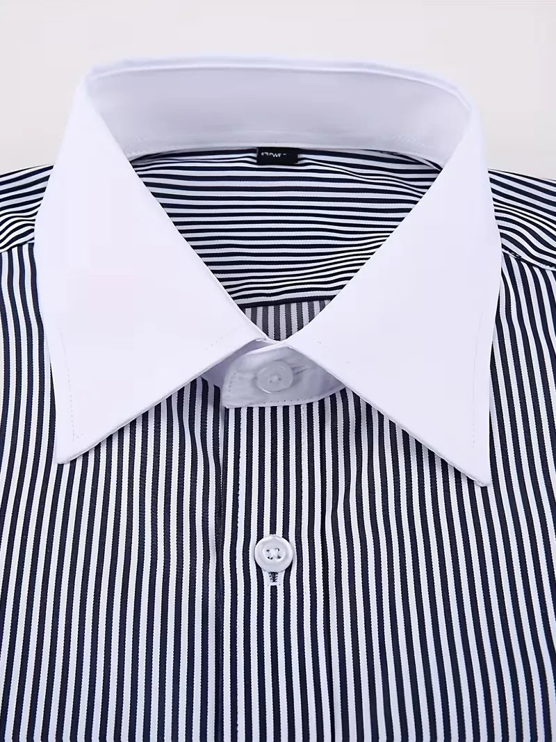 Camicia Uomo Collo Alla Coreana Manica Lunga - Camicia Elegante da Ufficio