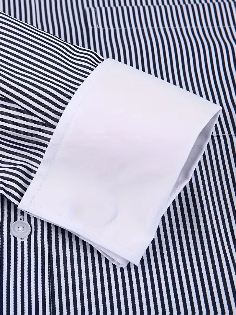 Camicia Uomo Collo Alla Coreana Manica Lunga - Camicia Elegante da Ufficio