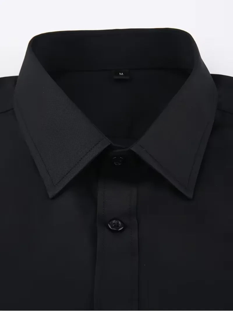 Camicia Uomo Collo Alla Coreana Manica Lunga - Camicia Elegante da Ufficio