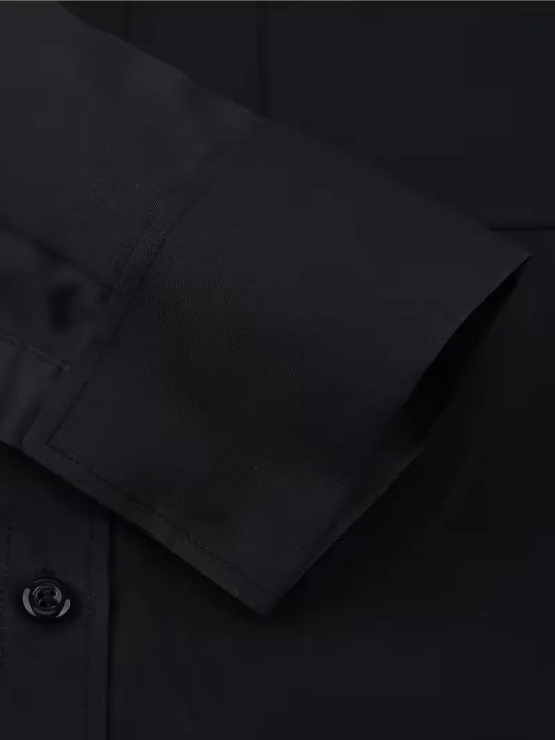 Camicia Uomo Collo Alla Coreana Manica Lunga - Camicia Elegante da Ufficio