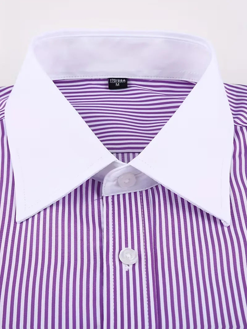Camicia Uomo Collo Alla Coreana Manica Lunga - Camicia Elegante da Ufficio