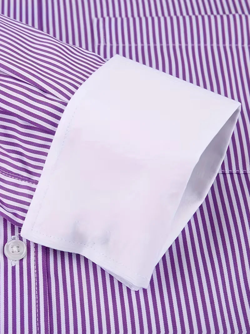 Camicia Uomo Collo Alla Coreana Manica Lunga - Camicia Elegante da Ufficio