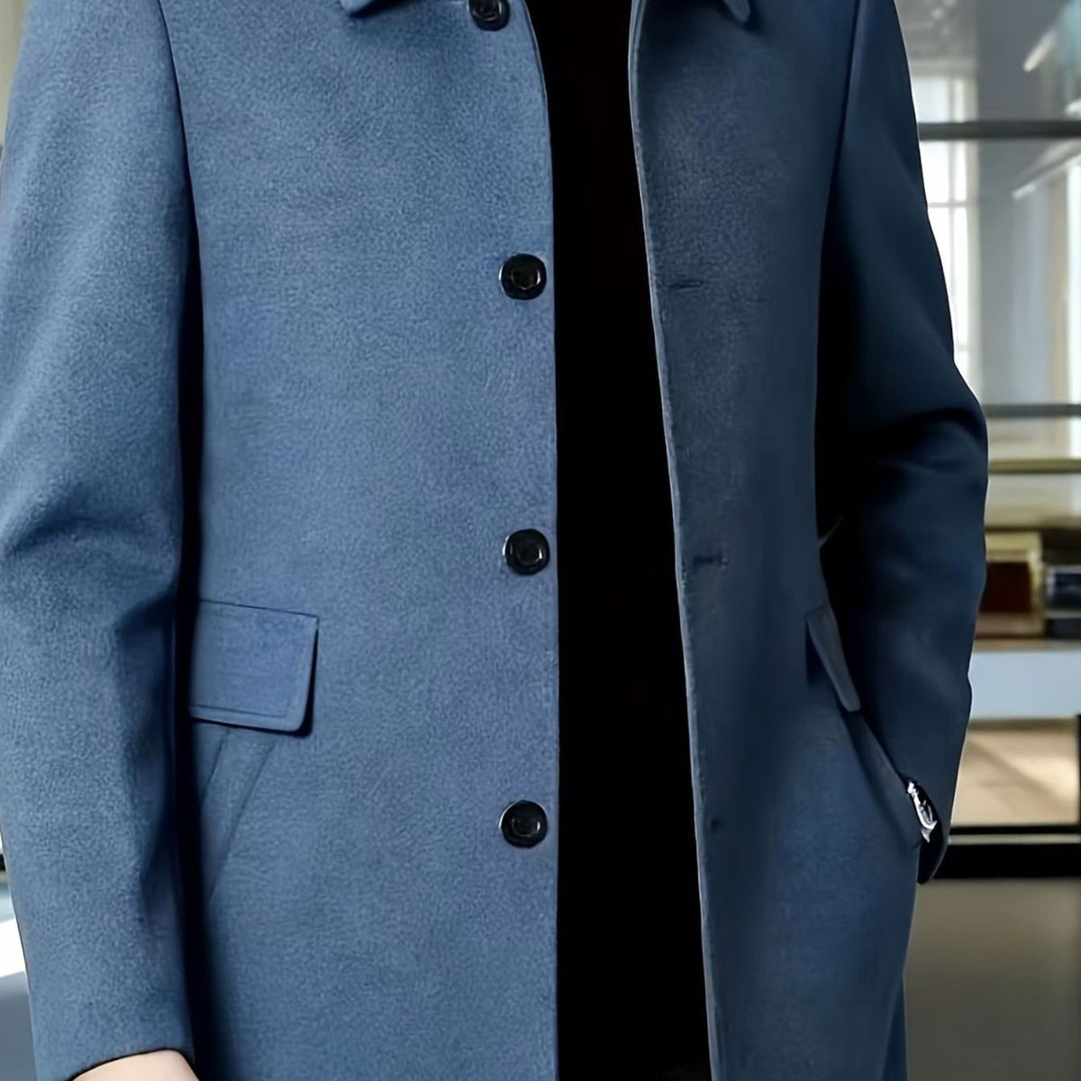 Cappotto Uomo in Lana Monopetto Fit Relaxed con Collo Classico