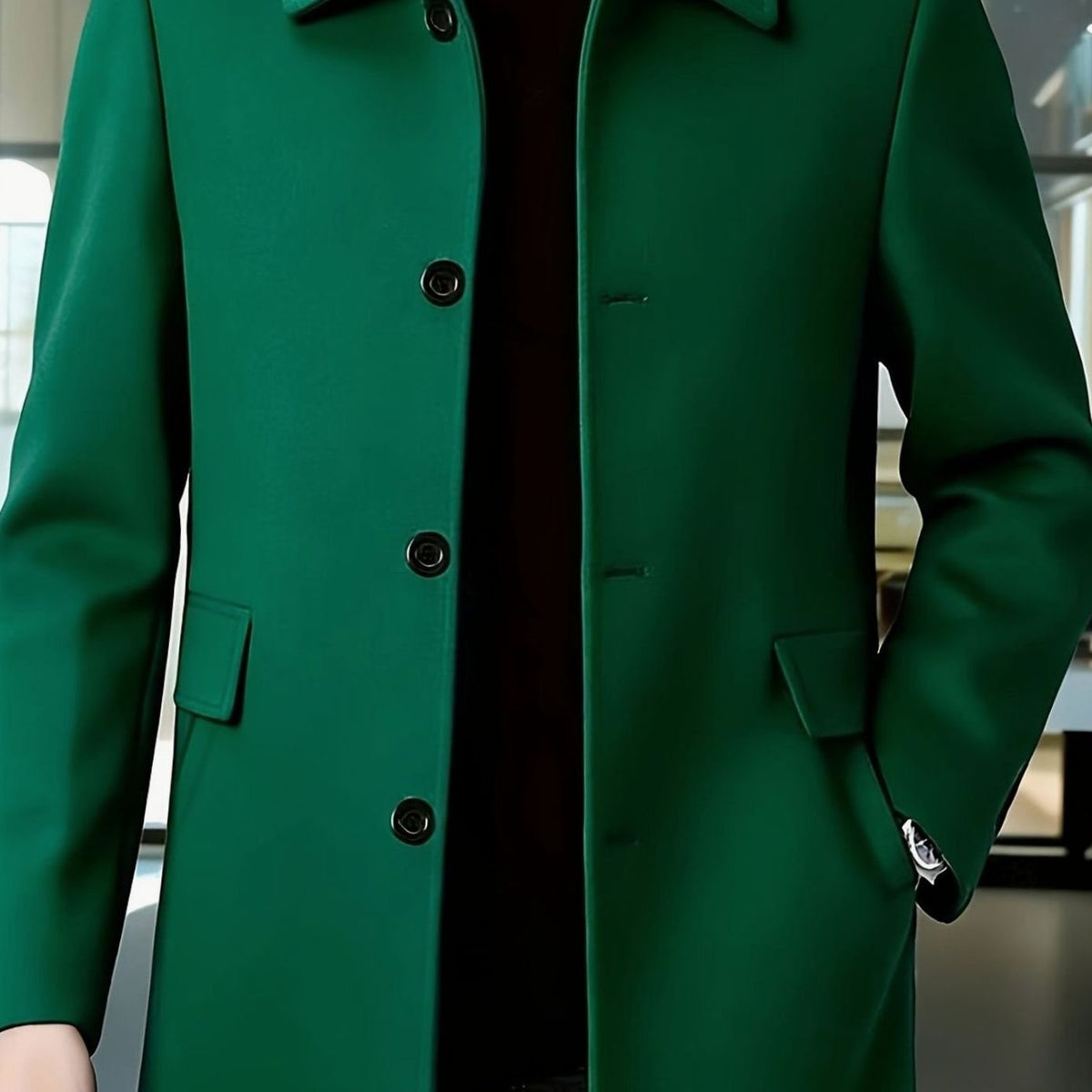 Cappotto Uomo in Lana Monopetto Fit Relaxed con Collo Classico