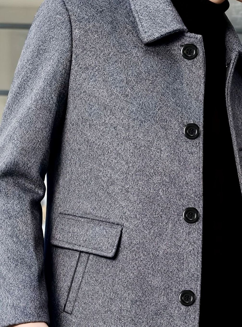 Cappotto Uomo in Lana Monopetto Fit Relaxed con Collo Classico