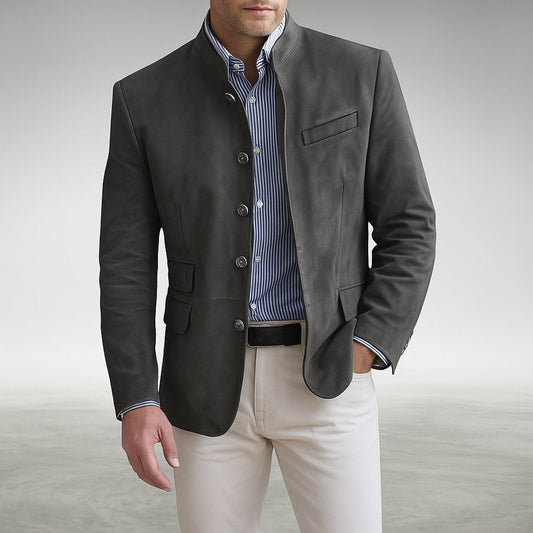 Giacca Blazer Uomo Collo Coreano Monopetto Strutturato