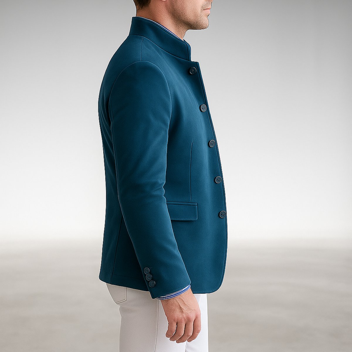 Giacca Blazer Uomo Collo Coreano Monopetto Strutturato