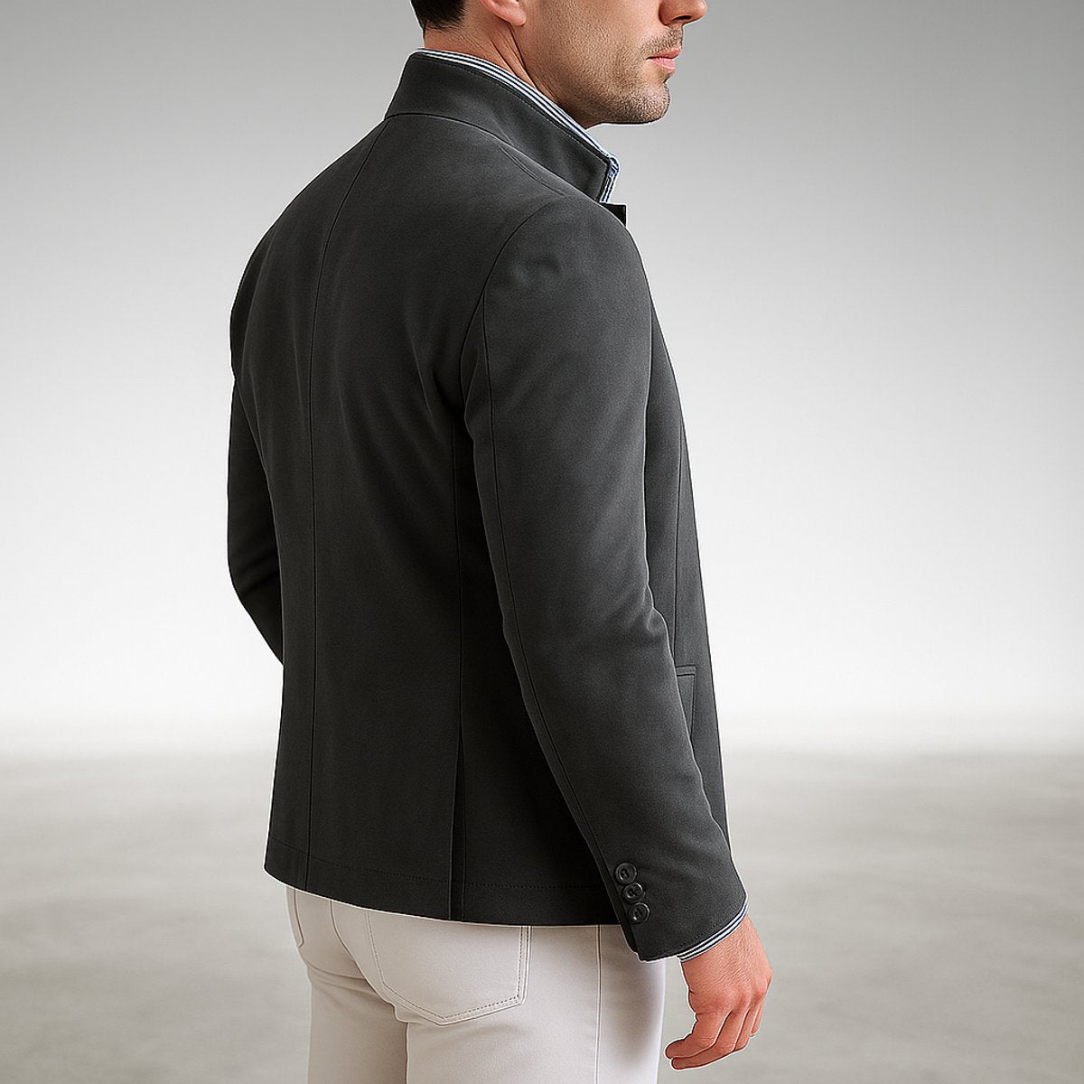 Giacca Blazer Uomo Collo Coreano Monopetto Strutturato