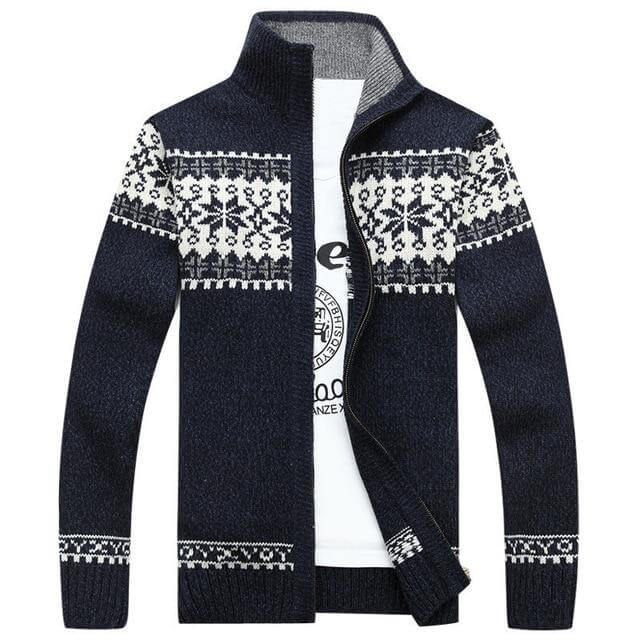 Cardigan Uomo Invernale Foderato in Pile con Zip Intera