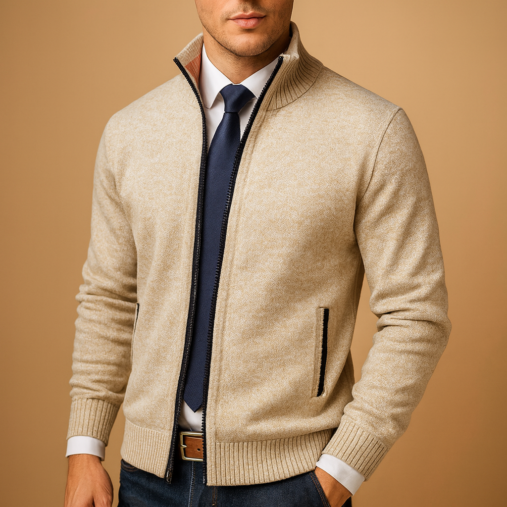 Cardigan Uomo Full-Zip con Zip Intera - Maglia Autunno Inverno