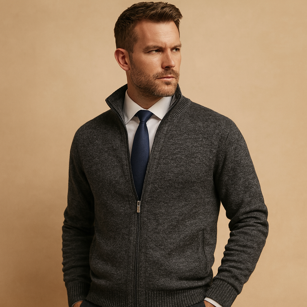 Cardigan Uomo Full-Zip con Zip Intera - Maglia Autunno Inverno
