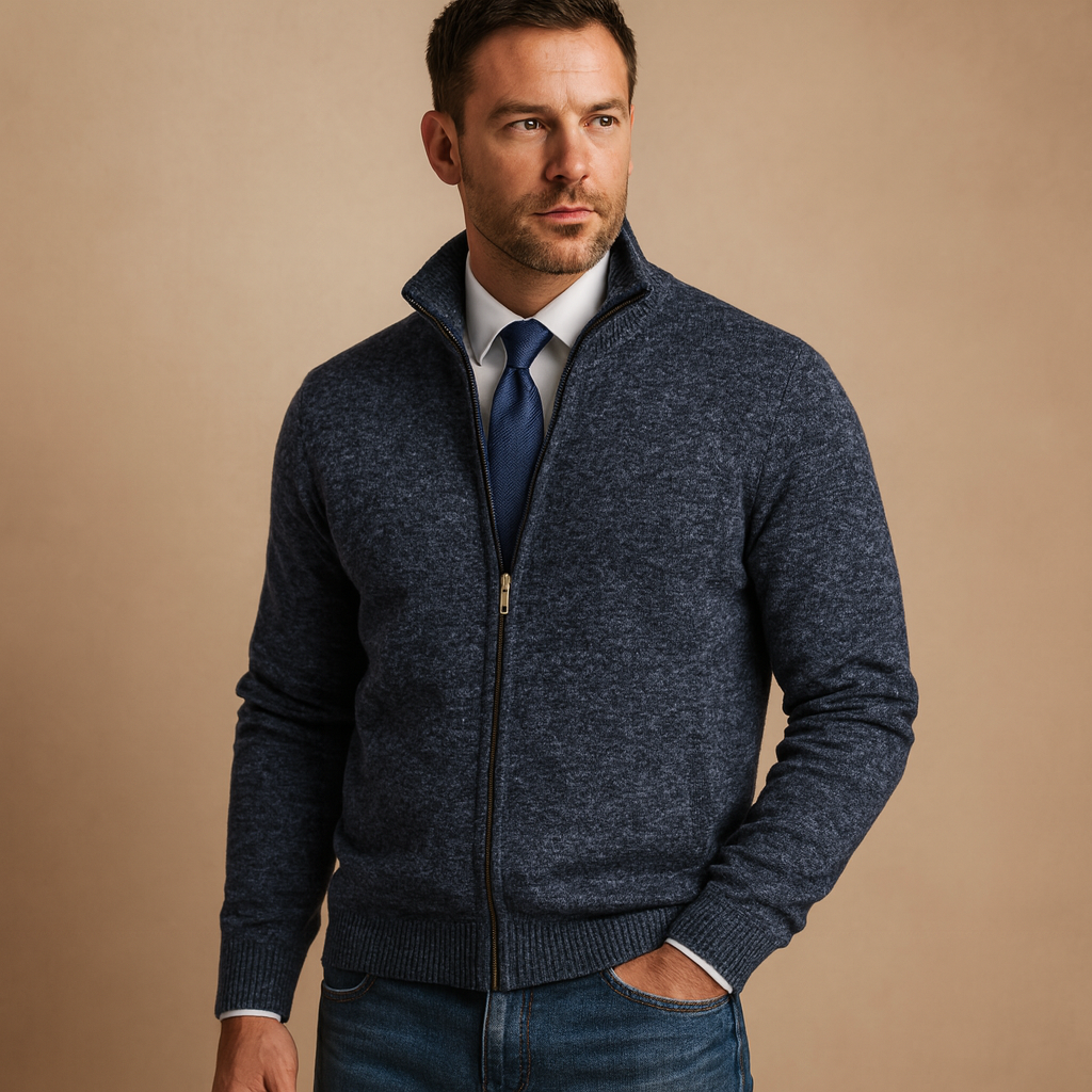Cardigan Uomo Full-Zip con Zip Intera - Maglia Autunno Inverno
