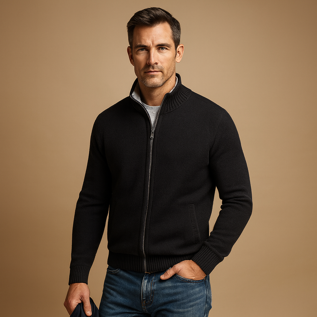 Cardigan Uomo Full-Zip con Zip Intera - Maglia Autunno Inverno