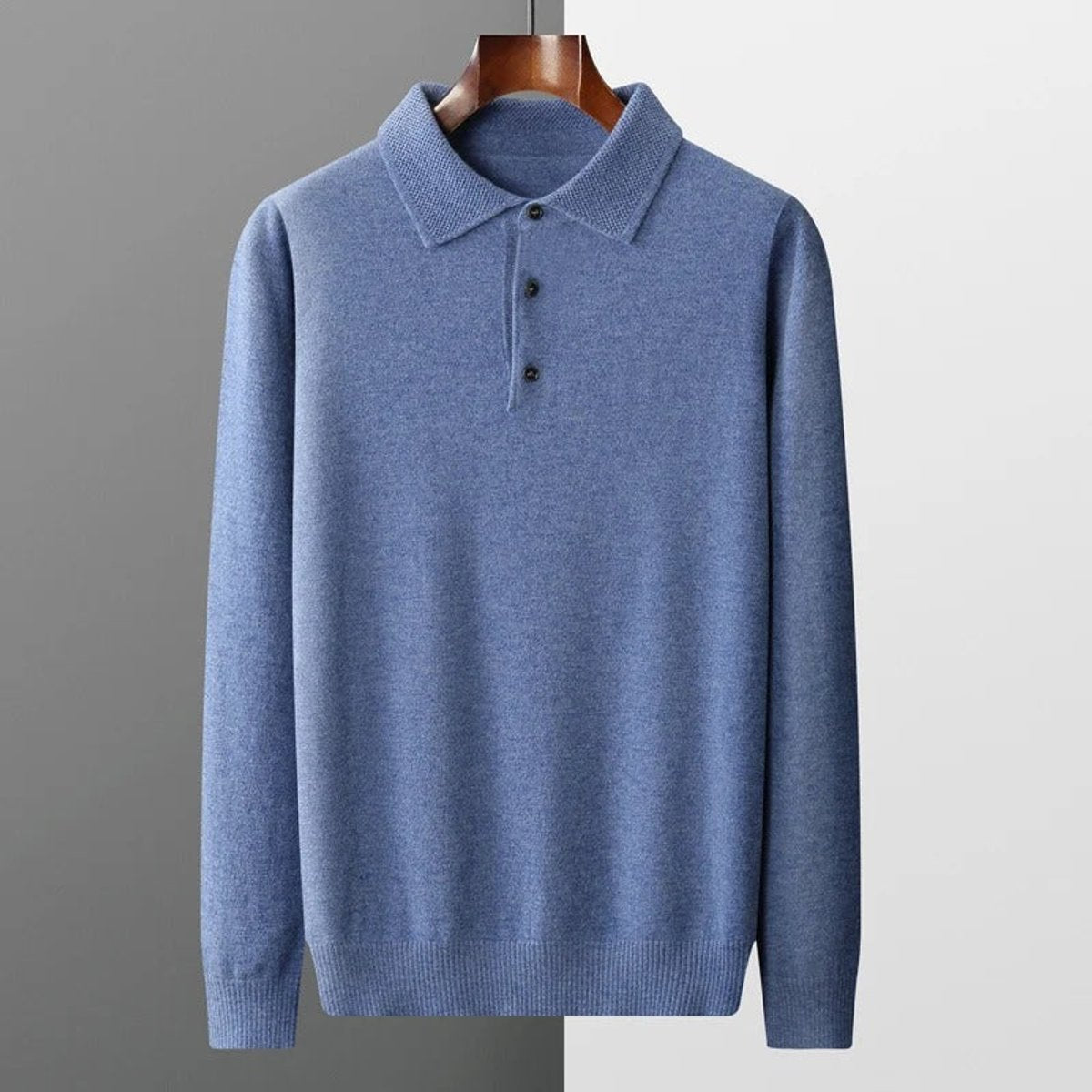 Maglione Uomo in Cashmere con Colletto a Polo e Bottoni
