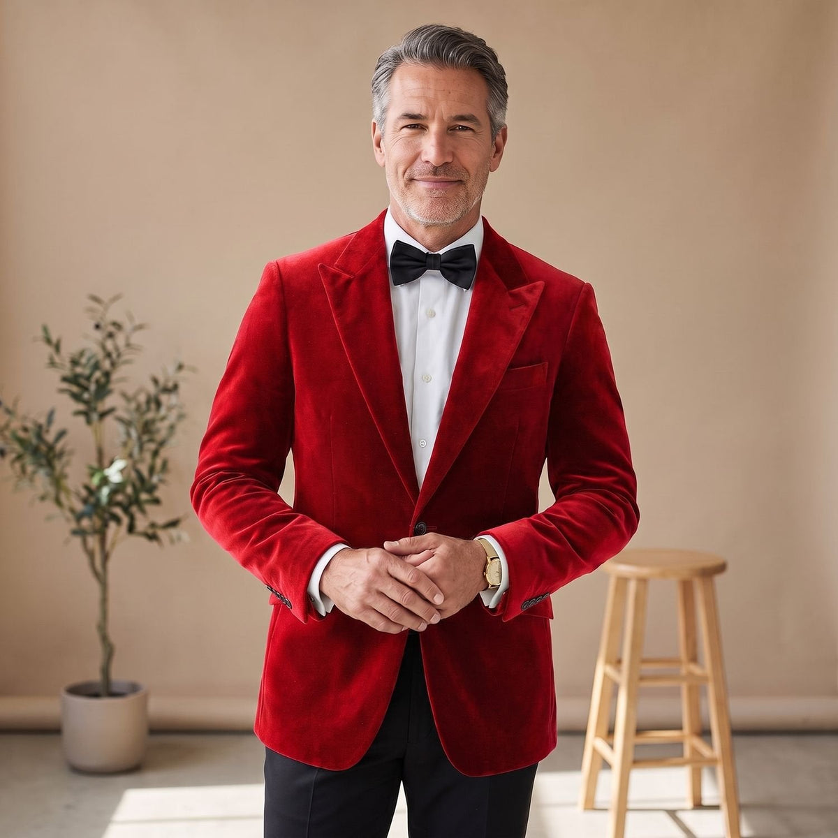 Men's Tailored-Fit Velvet Formal Blazer Jacket