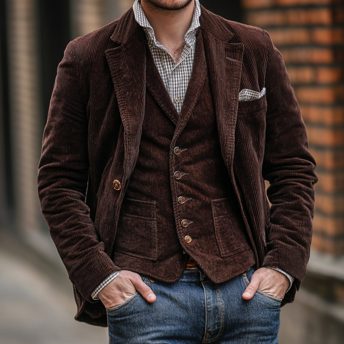 Emrick | Men's Vintage Corduroy Blazer Two-Piece Vest Set