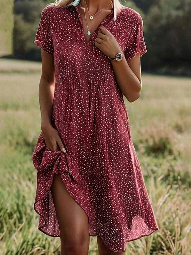 Vestito Camicia Donna Midi a Maniche Corte