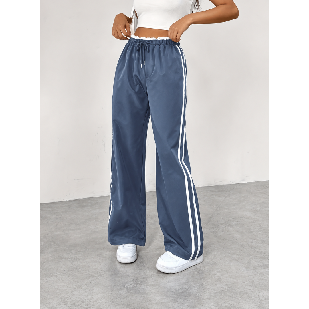 Pantaloni Jogger Donna Vita Alta a Righe Laterali - Tuta Sportiva Casual