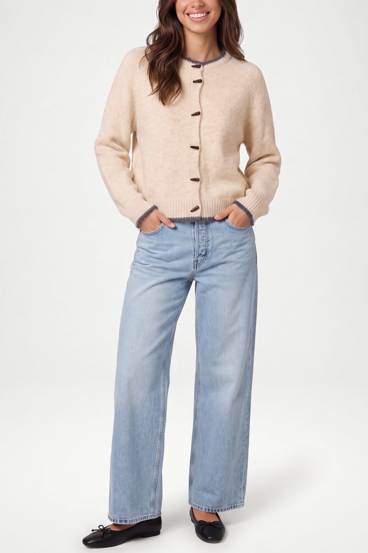 Cardigan Donna Girocollo in Misto Lana