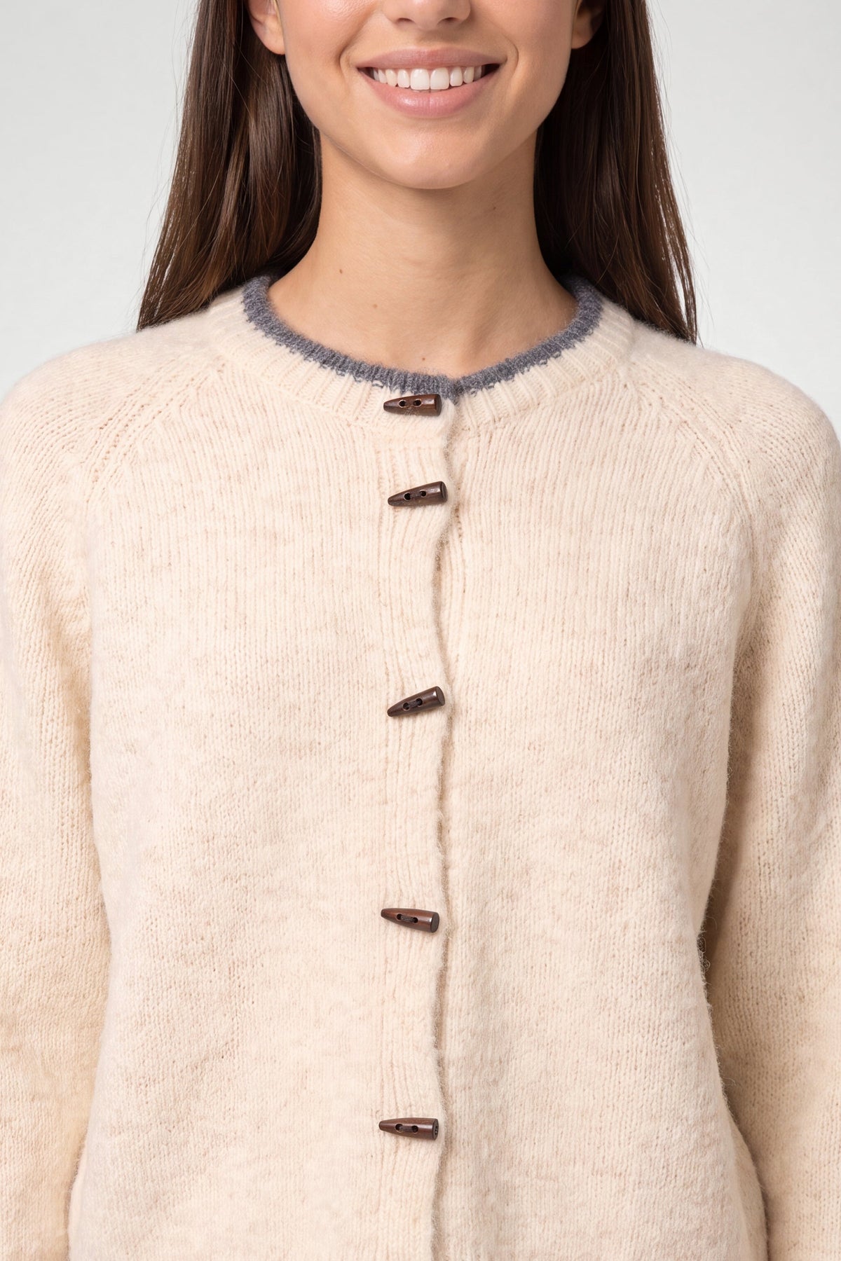 Cardigan Donna Girocollo in Misto Lana