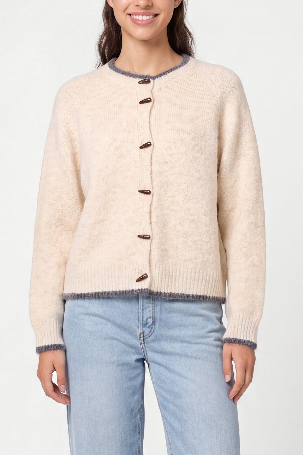 Cardigan Donna Girocollo in Misto Lana
