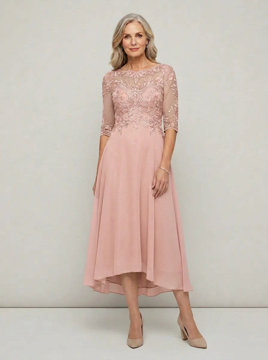 Elodie Mother of the Bride Wedding Guest Midi Dress with Sleeves_9