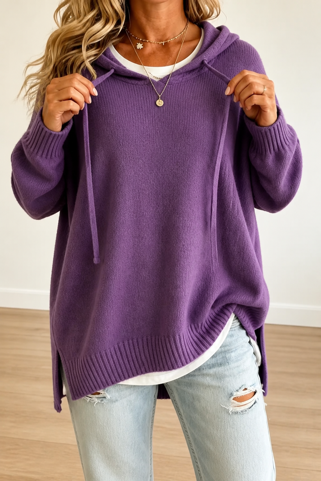 Maglione Oversize con Cappuccio e Coulisse