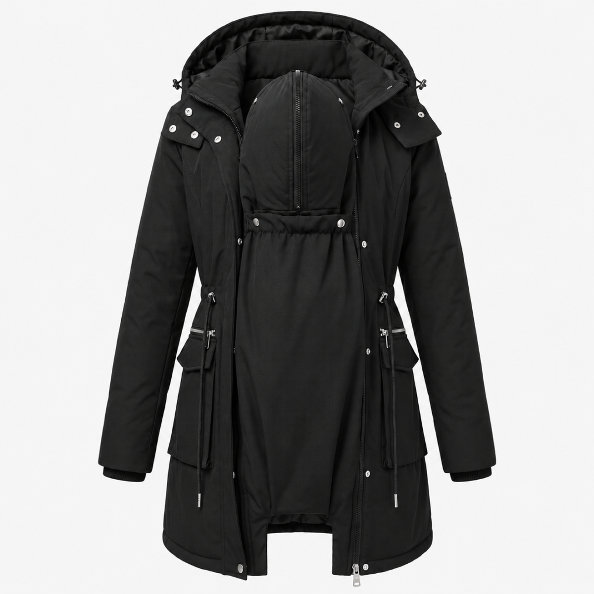 3-in-1 maternity winter parka detachable puffer coat in black