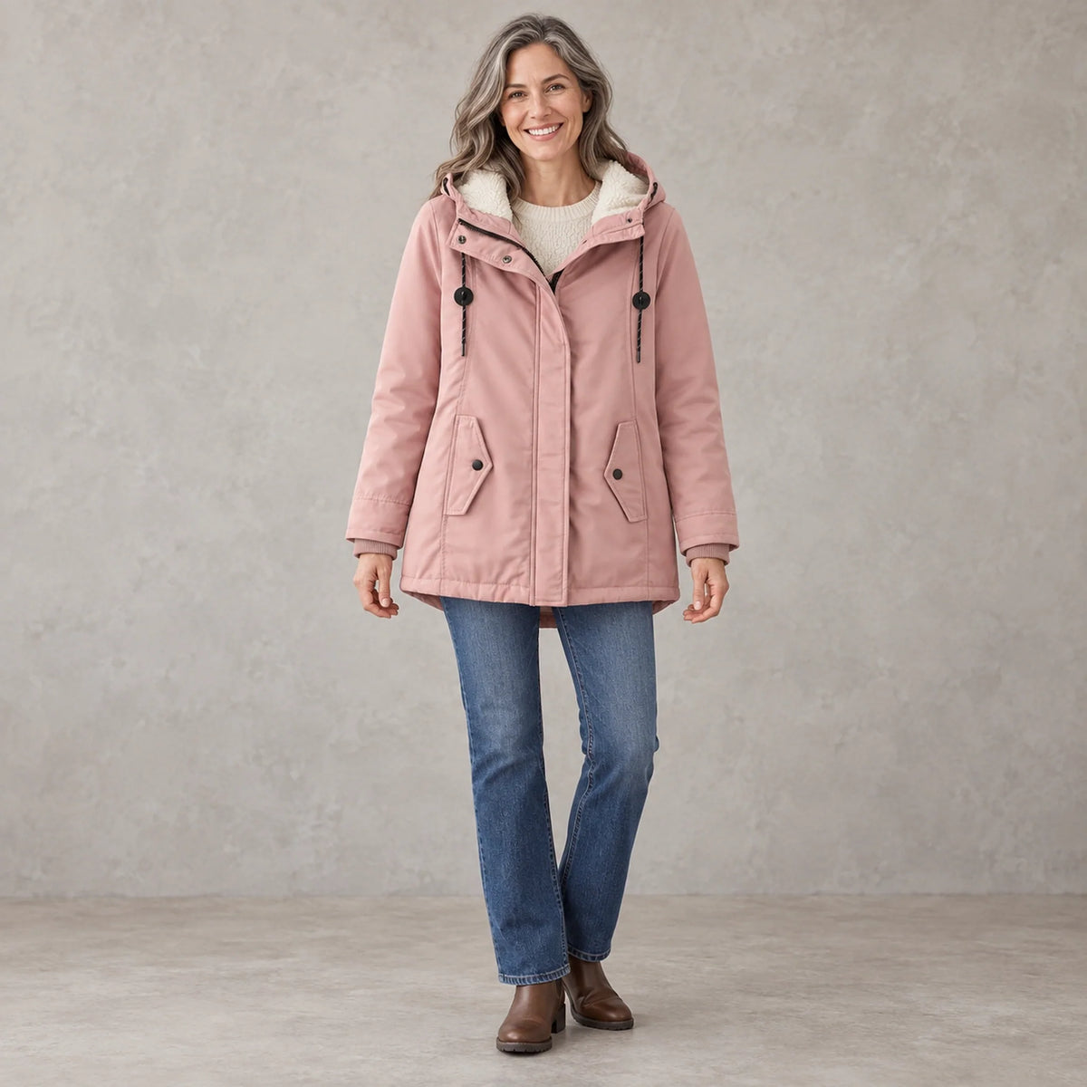 parka coat — Aurora Dusty Pink front — view 6