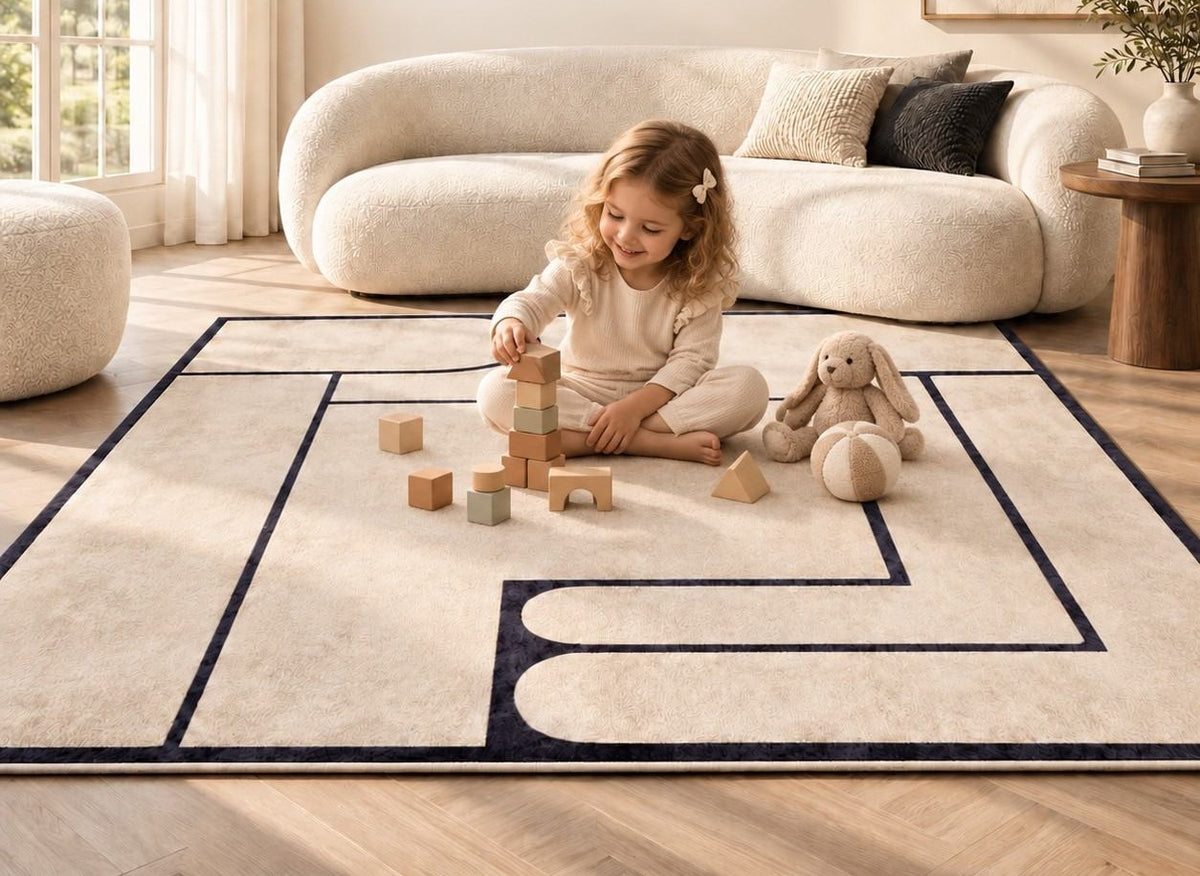 Tappeto da Soggiorno Geometrico Moderno a Pelo Corto