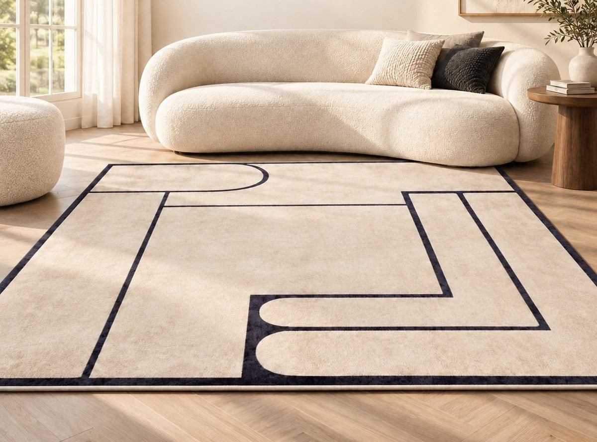 Tappeto da Soggiorno Geometrico Moderno a Pelo Corto