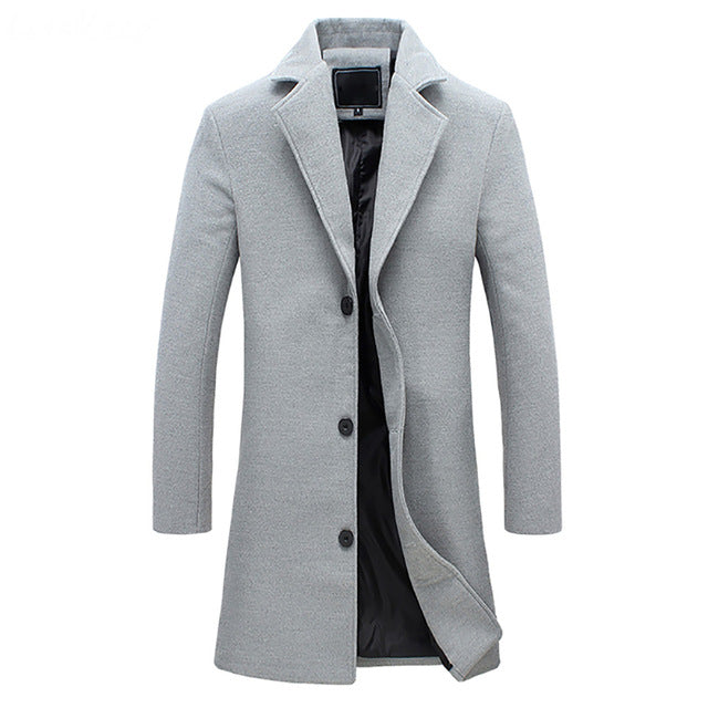 Trench Coat Uomo Invernale Imbottito Cappotto Lungo