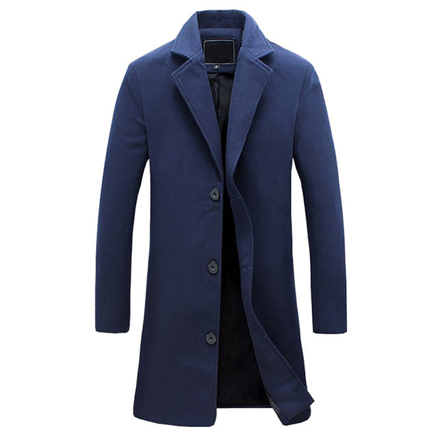 Trench Coat Uomo Invernale Imbottito Cappotto Lungo