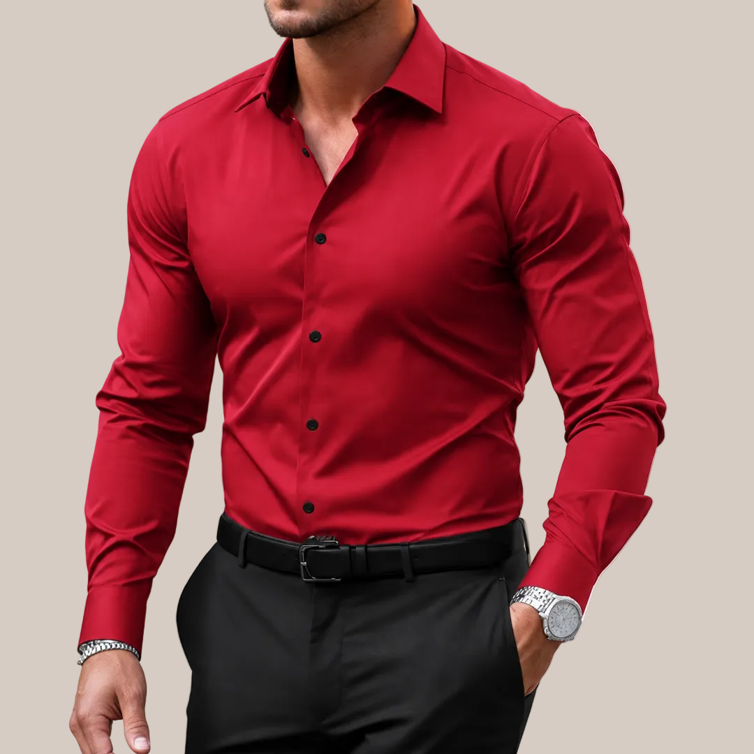 Camicia Uomo Slim Fit con Bottoni - Collo a Punta per Ufficio e Tempo Libero