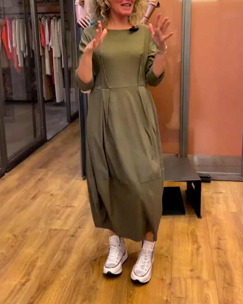 Abito Donna Girocollo a Maniche 3/4 con Effetto Snellente